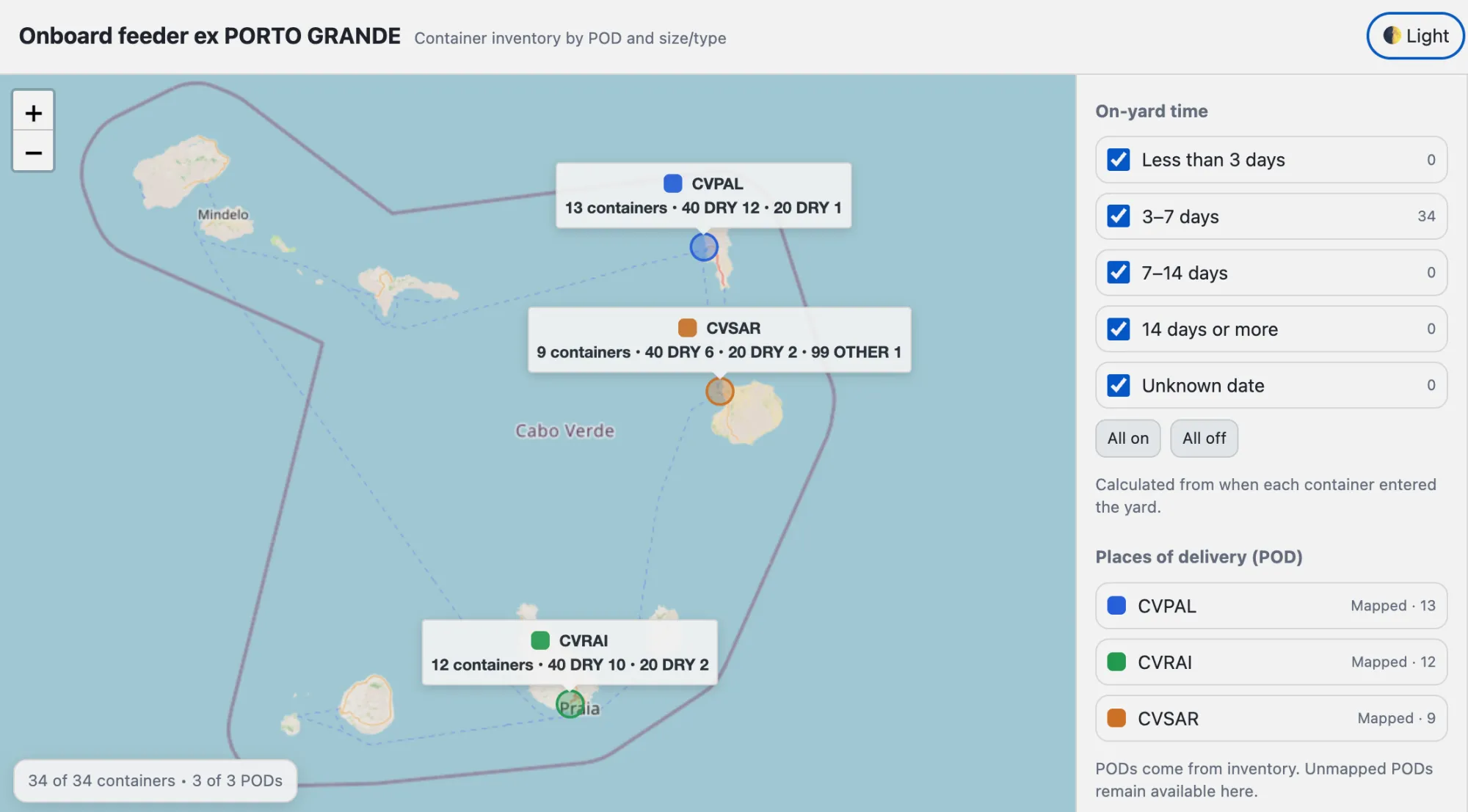 Container fleet on map