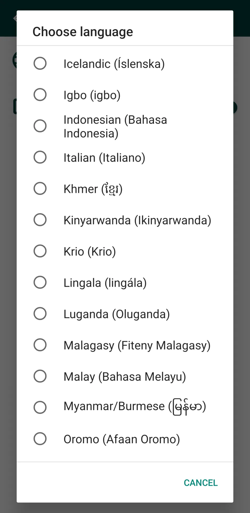 App interface localization